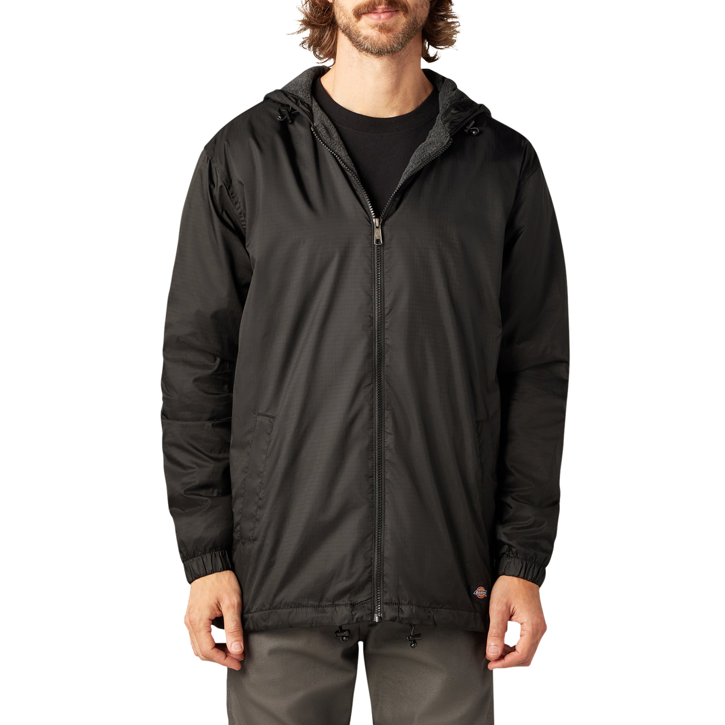 Fleece Lined Nylon Hooded Jacket