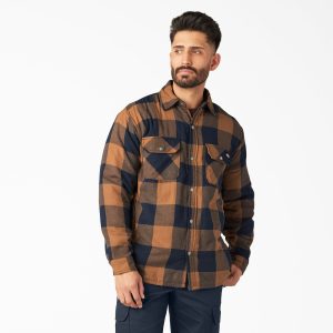 Water Repellent Fleece-Lined Flannel Shirt Jacket